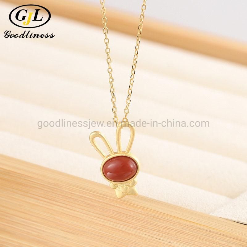 Fashion Cute Ruby Rhinestone Emerald Gold Plated 925 Silver Necklace