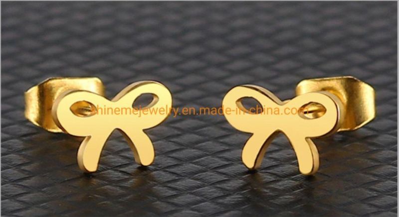 Factory Wholesale Fashionable Simple Wisp Bow Earrings Stainless Steel Titanium Steel Sweet Exquisite Ear Jewelry Er6221