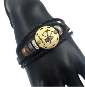 Leather Men Casual Personality Zodiac Signs Punk Bracelet