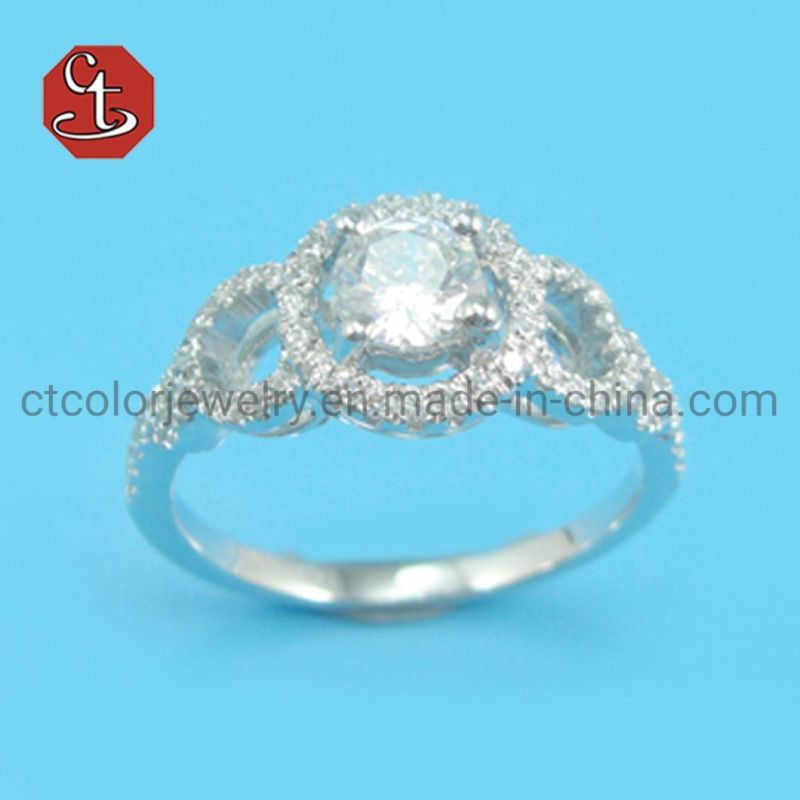 High Quality 925 Sterling Silver Wedding Ring Round CZ Finger Rings for Women Silver Engagement Jewelry