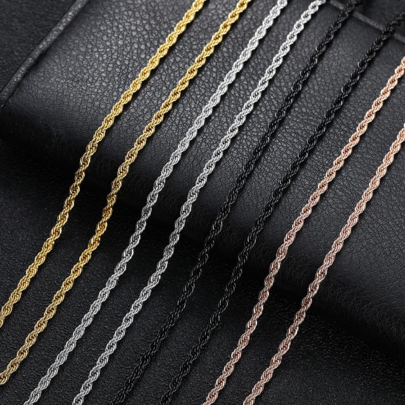 Hot Hip-Hop Stainless Steel Twisted Singapore Chains Rope Twist Cord Necklaces for Men Choker Women Jewelry Accessories