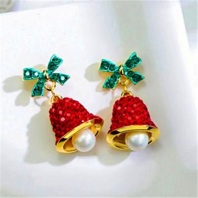 Christmas Gift Bow Wind Bell S925 Silver Needle Stud Earring