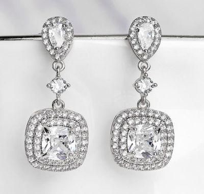 Bridal Weddling Elegant CZ Earring Jewelry, Rose Gold Earring