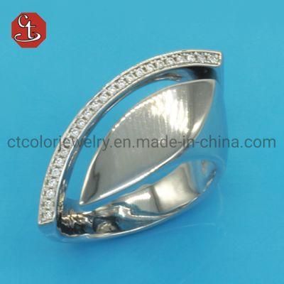 Personalized Irregular Moon MQ Shape CZ Ring Korean Version Exquisite White CZ Metal Silver or Copper Rings Punk Rings