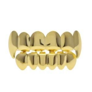 Top &amp; Bottom Tooth Grillz Dental Halloween Cosplay Vampire Teeth Hiphop Gold Teeth Grills