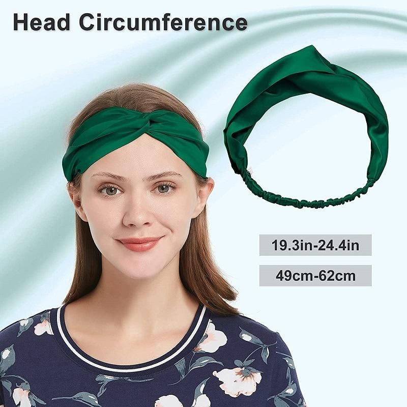 Oeko-Tex100 Solid Color Twisted Elastic Hairband Silk Headbands