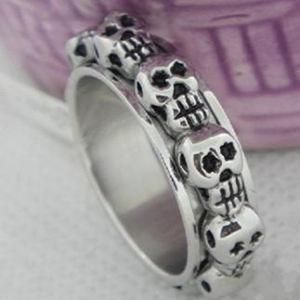 Unisex Stainless Steel Skull Ring (RZ6044)