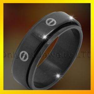 Fashion Stainless Steel with Engraving Spinning Ring