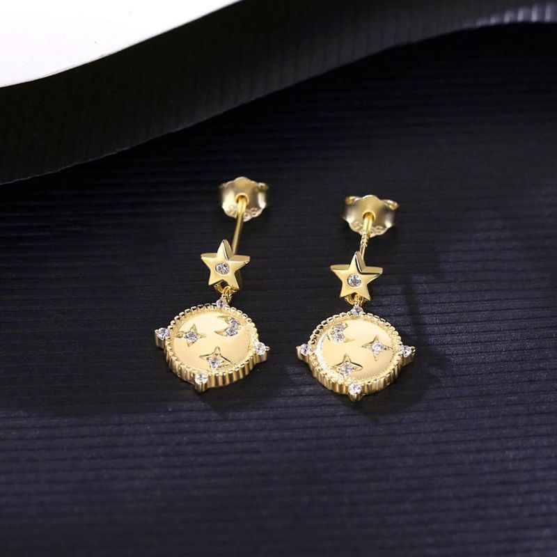 New Arrival 925 Silver Jewelry Gold Plated Star Ear Stud
