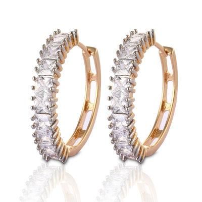 Fashion Costume Jewelry Women 14K 18K Gold Plated Imitation Huggie Hoop Earring with CZ Pearl