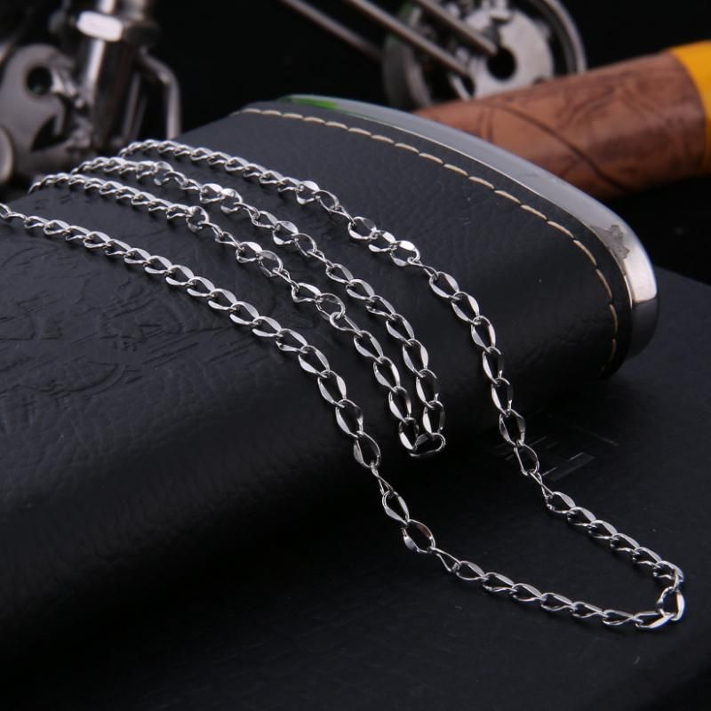 Popular Stainless Steel Hammered Curb Chain Jewelry Necklace