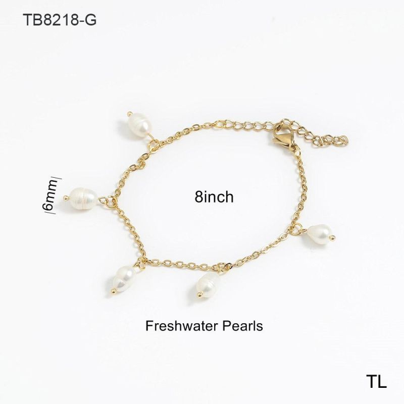 Manufacturer Customized Fashion Jewelry High Quality Fadeless Jewelry Waterproof Stainless Steel Bracelet Gold Plated Pearl Bracelet