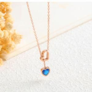 Fashion Jewelry Adjustable Double Heart&#160; Pendant Stainless Steel&#160; Women Necklace&#160;