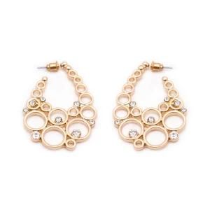 Fashion Women Jewelry Art Deco Filigree Gold Plated Crystal Hoop Earrings
