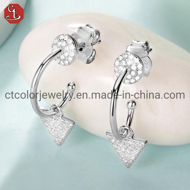 925 Sterling Silver Earrings Small Heart Shape Earrings Cubic Zirconia Earrings