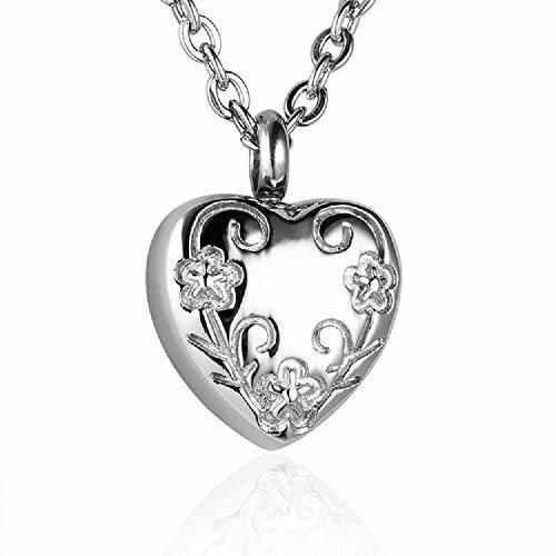 Broken Heart Love Urn Ash Holder Necklace Pendant with Crystal