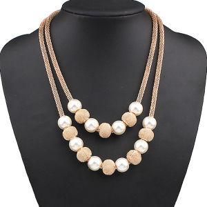 Trendy Jewelry Layers Imitation Pearl Ball Pendant Necklace