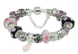 Fashion Beautiful European Wholesale Silver Plated Glass Beads Charm Bracelet Jewelry