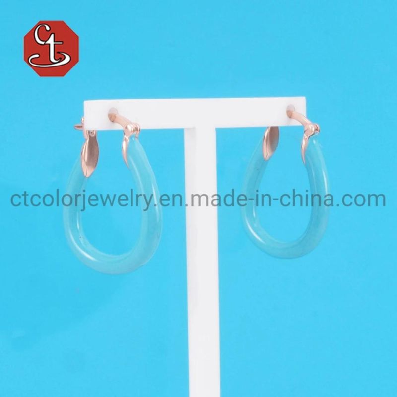 Fashion Brass or Silver Jewelry Factory Price Circle Enamel Earring