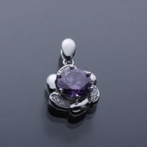 Amethyst Stone Pendants Charms Silver in Flower Shape