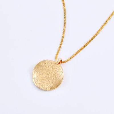 Simple Round Shape Pendant Necklace Gold Plated Stainless Steel Necklaces with Snake Chain
