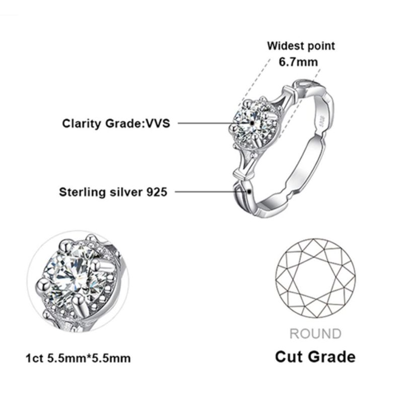 Gold Plated 925 Sterling Silver Jewelry Solitaire Ring for Wedding Engagement Wholesale