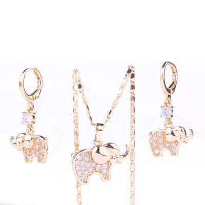 Women Zircon Crystal Rose Gold Fashion Jewelry Set with Earring, Pendant