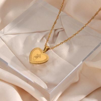 Manufacturer Stainless Steel Jewellery Custom High Quality Waterproof Fashion Heart Jewelry 18K Gold Plated Necklace Wholesal
