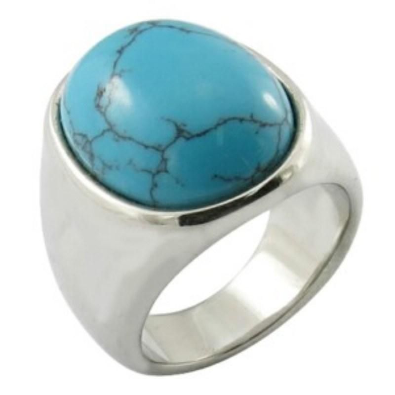 Natural Gemstone Rings Stainless Steel Jewelry Ring