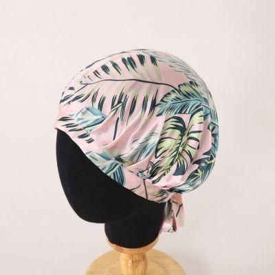 Fashion Custom Turban Double Layer Colorful Turban Silk Satin Hat Sleep Cap Satin Hair Bonnets Turban