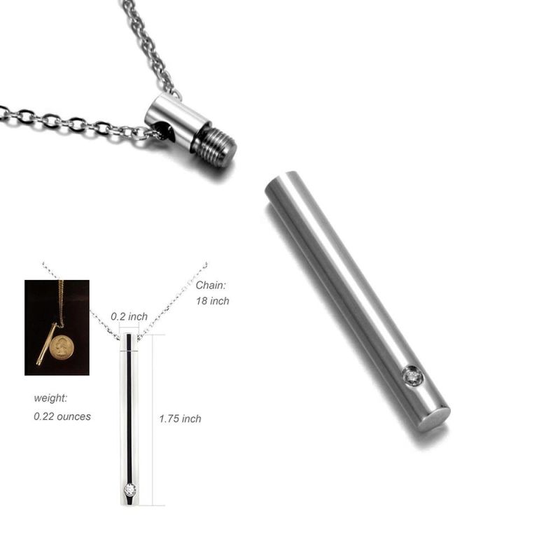New Arrival Wholesale Empty 316L Stainless Steel Cremation Urn Pendant Crystal Perfume Bottles Necklace 2022 Fashion Jewelry