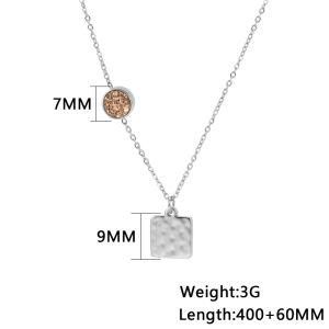 Women and Men Square Beating Pattern Pendant Necklace