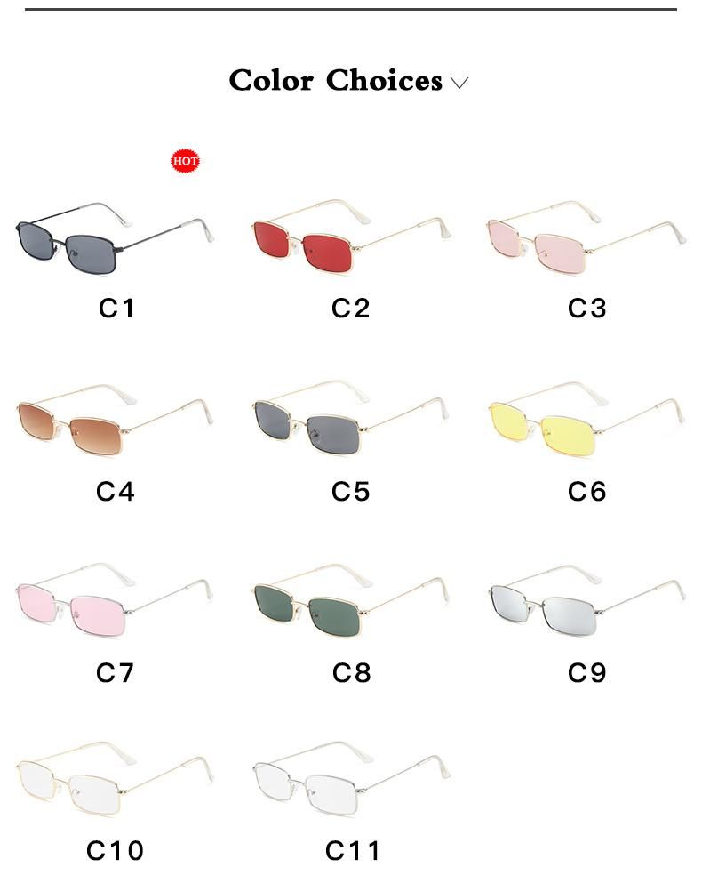 Small Square Frame Sunglasses, Metal Frame, Cross-Border Aliexpress Sunglasses, Big Red Hip-Hop Bungee Glasses