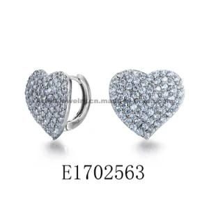925 Sterling Silver Huggie Hoop Earrings Pave