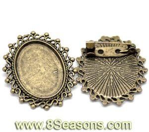 Antique Bronze Oval Cameo Frame Setting Brooches 3.5x3cm (Fit 24.5x18mm) (B16582)