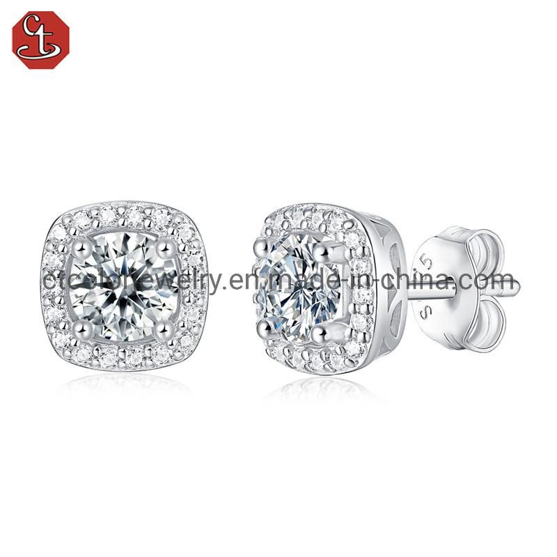 Fashion Accessories Moissanite square earrings diamond-like cluster setting earrings for women