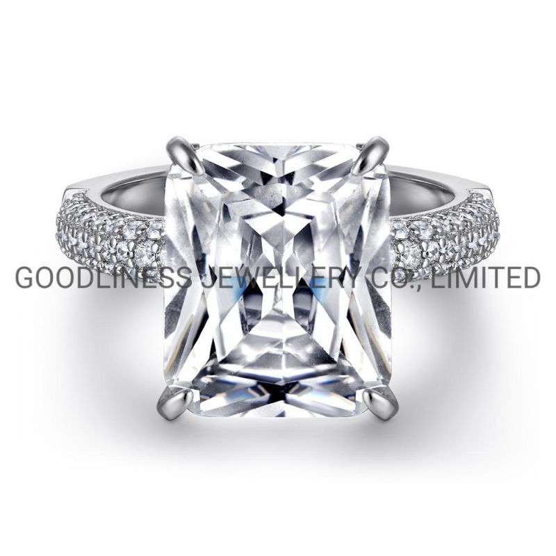 Luxury Promise Wedding Eternity Silver Women CZ Engagement Diamond Rings
