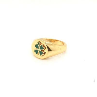 Four Leaf Signet Clover Ring Custom Female Rings