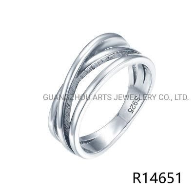 Fashion 925 Sterling Silver Three Layer Line Ring