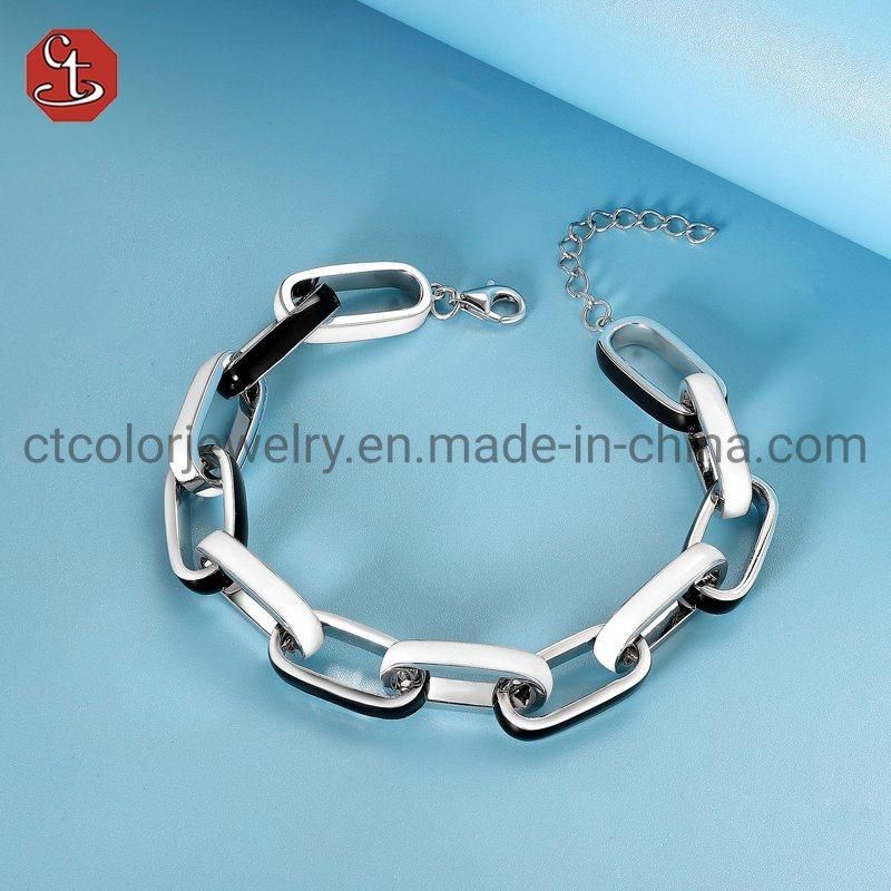 Fashion Custom Jewelry Black and White Color Enamel Drop Earring Wholesale Price 925 Silver Earring Jewelry