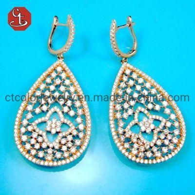 Vintage Cubic Zircon Drop Earrings Jewelry Temperament Design Water Drop Elegant Long Large Statement Dangle Micro Pave CZ Earrings For Women