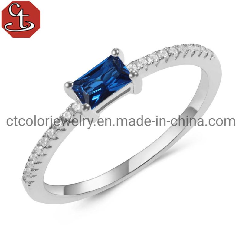 Fashion Wholesale Sterling Silver Jewelry Rose plated Jewelry Simple CZ Stone Ring