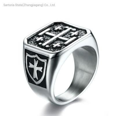 New Products Jewelry Wholesale Stainless Steel Jerusalem Cross Men&prime; S Ring
