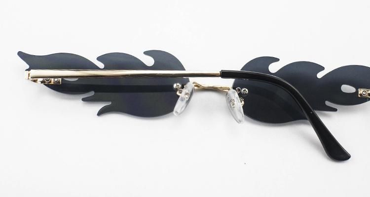 Hot Sale Custom Logo Stock Flame Shaped Frameless Women Sunglasses