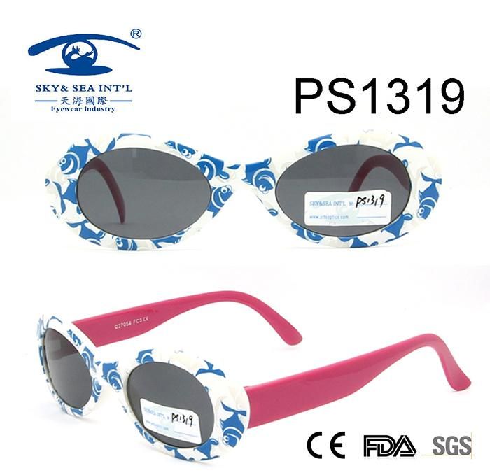 High Quality Blue White Colorful Kid Plastic Sunglasses (PS1319)