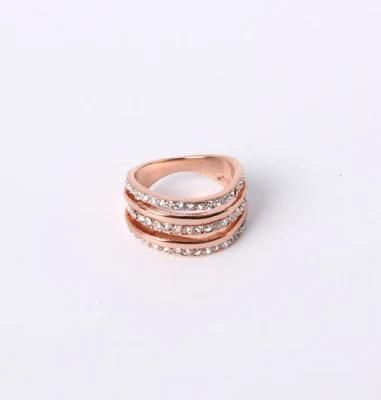 Rose Gold Plated Fashion Jewelry Ring with Rhinestones Good Price