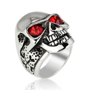 316L Stainless Steel Silver Men&prime;s Skull Harley Biker Jewelry Ring