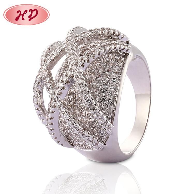 Fashion Women Rhodium Plated Silver Stainless Steel Engagement Wedding Finger Rings Jewelry Design