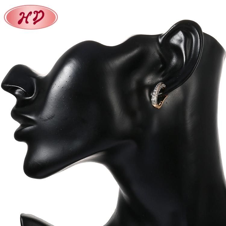 18K Gold Plated Silver Alloy Fashion Jewelry Stud Drop Hoop Huggie CZ Earrings with Crystal for Women