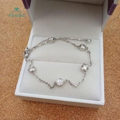 Tembo Gems Customize White Gold 14K 18K and Silver Material 4.0mm Round Cut Full Setting Diamond Tennis Bracelet